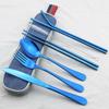 8Pcs Stainless Steel Dinnerware Set Mirror Polished Travel Portable Flatware Cutlery Set Knife Fork Spoon Straw Silverware Set With Bag