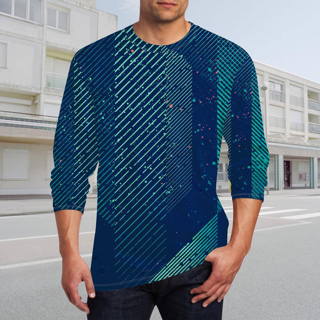 Муж. Футболка Круглый вырез Одежда Одежда На открытом воздухе Длинный рукав С принтом Модельер Винтаж