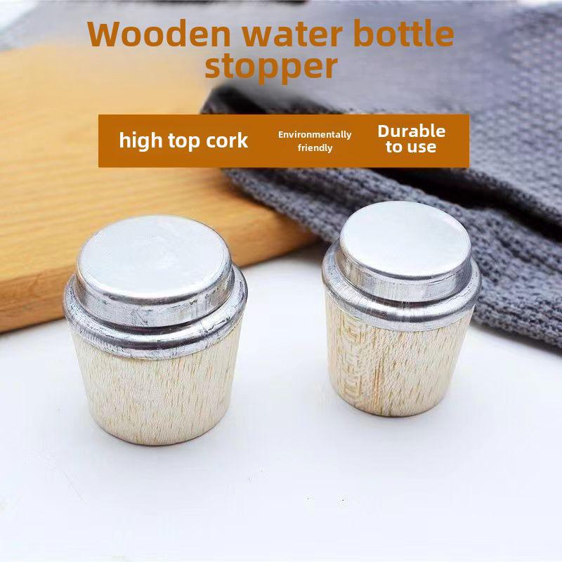 Термос-бутылка 8 фунтов с высокой крышкой и деревянной пробкой