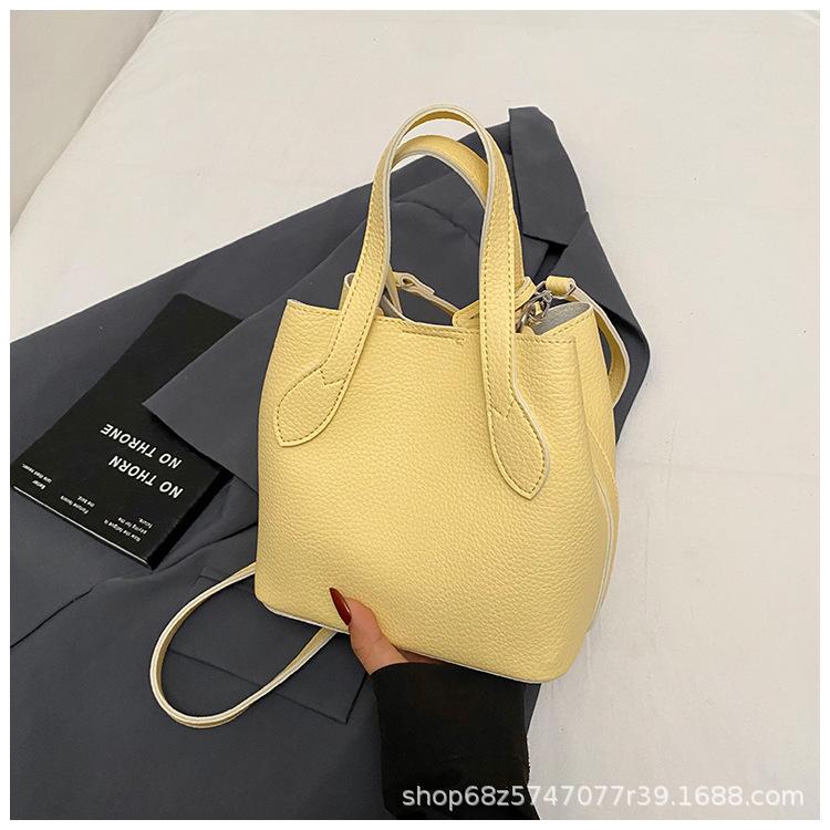 Korean version of ins trendy fashion bucket bag women's 2025 spring simple and versatile shoulder bag high-end shoulder bag