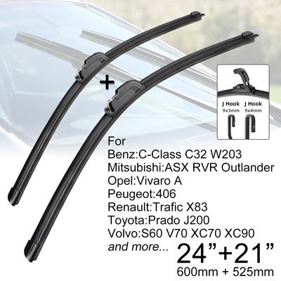 Щетки переднего стеклоочистителя автомобиля 24 "+ 21" J Hook U-типа, универсальный для Honda Benz Mitsubishi Opel Toyota Volvo