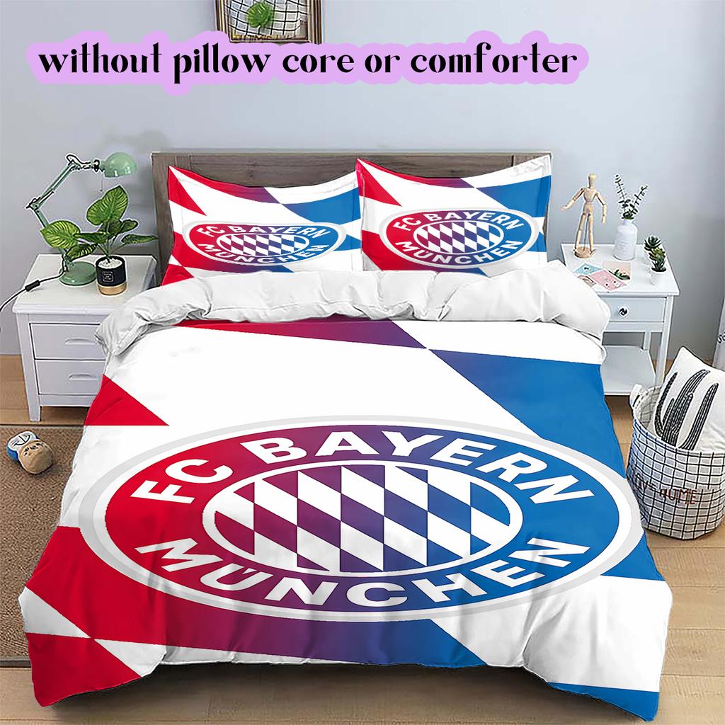 FC Bayern Munich Pattern Bedding Quilt Set Quilt Cover Pillowcase Home Decoration Birthday Gift (1 * duvet cover + 2 * pillowcase, without core)