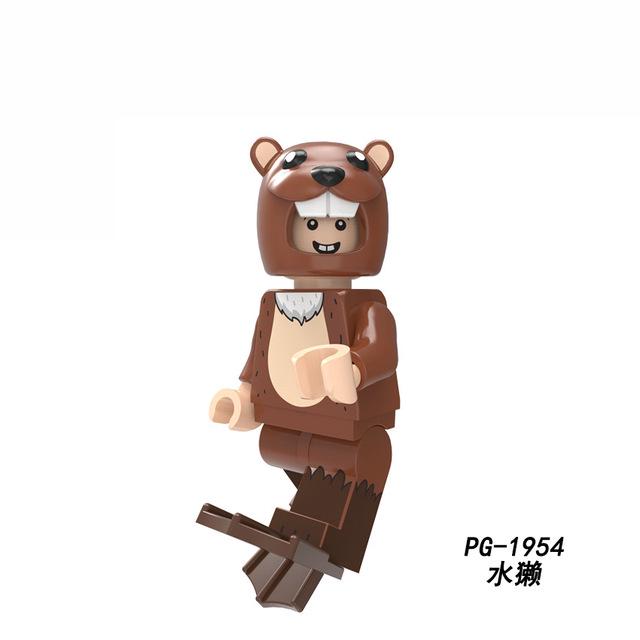 Animals Pumping Series Rabbit Cow Gingerbread Man Cat Dog Dargon Kangaroo Deer Building Blocks Toys