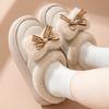 Warm Fluffy Bow Cute Cotton Slippers for Women Winter Comfort Soft Sole House Shoes Woman Lightweight Anti Slip Indoor Slides