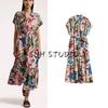 Spring and Summer Women's Clothing Cover Sleeve Design Cotton Blend Lapel Print Shoelace Shirt Style Dress 1241455