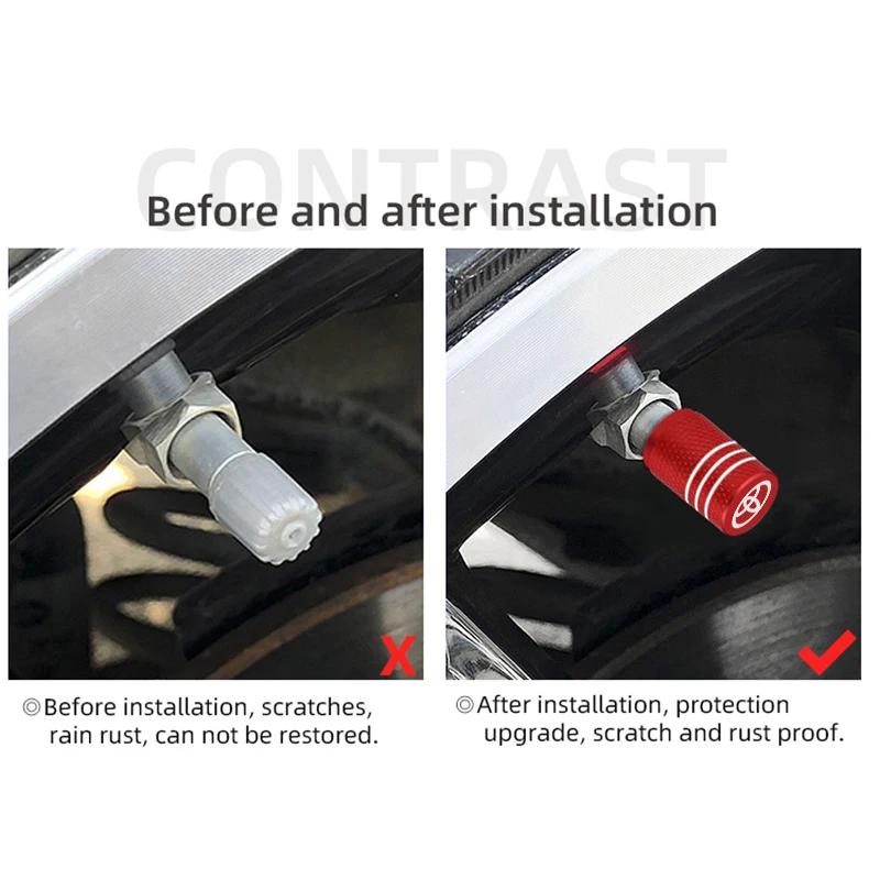 4Pcs Car Styling Metal Car Tire Valve Caps Tyre Dust Cap For Toyota Hilux Prius Auris Corolla Camry