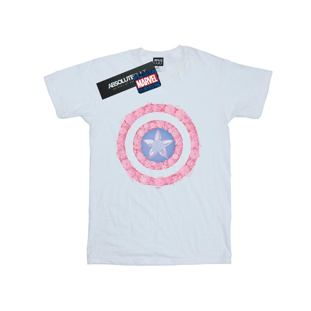 Marvel Mens Captain America Flowers Shield T-Shirt