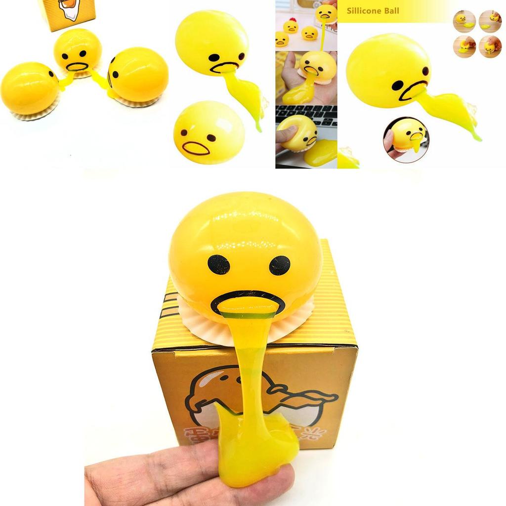 Amusing Squishy Puking Egg Yolk Stress Ball With Soft Yellow Goop Ideal For Kids Gifts