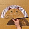 Мультяшный Кот Складной Веер Японский Стиль Деревянный Ручной Веер Портативный Летний Веер Декорация Реквизит для Танцевального Выступления Аксессуары для Вечеринки