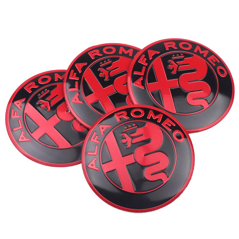 IXNT2 4Pcs Car Wheel Center Hub Caps Stickers Emblem Decal waterproof For Alfa Romeo Giulia Stelvio MiTo Giulietta Tonale ALFA 4C
