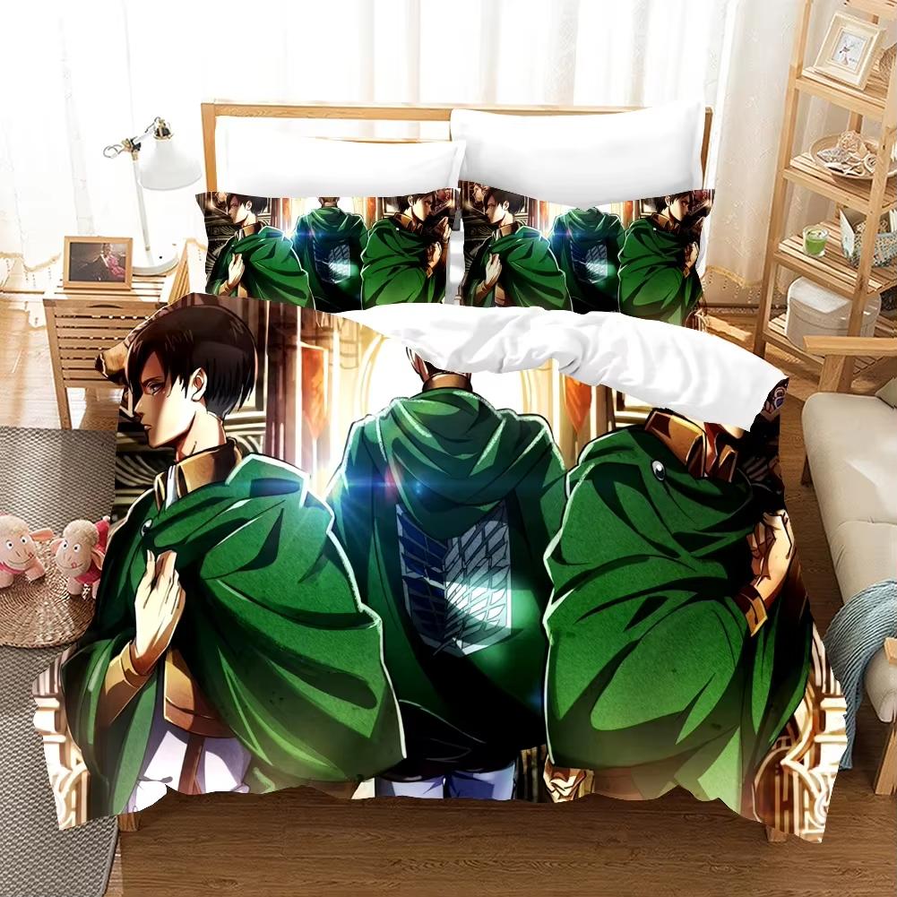 New Anime Attack On Titan Bedding Sets Duvet Cover Set With Pillowcase Twin Full Queen King Bedclothes Bed Linen Home Textiles