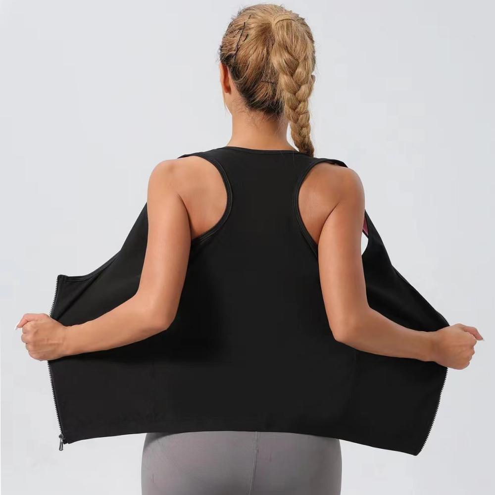 1 шт. костюм для сауны для женщин, тренажер для талии, спортивный жилет с контролем живота, на молнии, топ на бретельках с ремнями