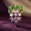 Rhinestone Grape Brooch Pin Zinc Alloy KC Gold Plated For Clothes Scarf Bag Decoration