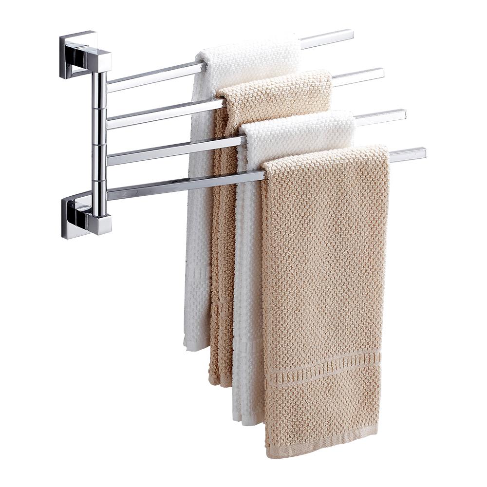 Держатель для полотенец из нержавеющей стали с поворотными рычагами, настенная вешалка для полотенец, экономящая место вешалка для ванной комнаты, фурнитура для дома и отеля
