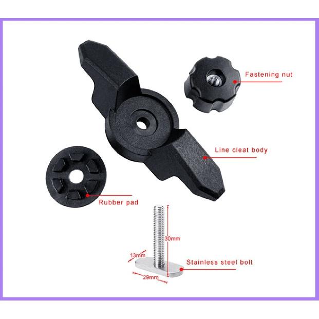 Marine Fishing Kayak Anchor Cleat Track Mount Line Cleat Deck Line Rope Tie for Rail Mount Canoes Boats Decks Rowing Accessories