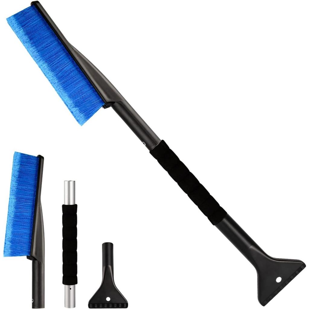 Автомобильная щетка для скребка для снега 2 в 1, щетка для чистки, автомобильная щетка для снега, выдвижная зимняя щетка для снега с нескользящей ручкой из пенопласта для грузовиков и внедорожников, автомобилей