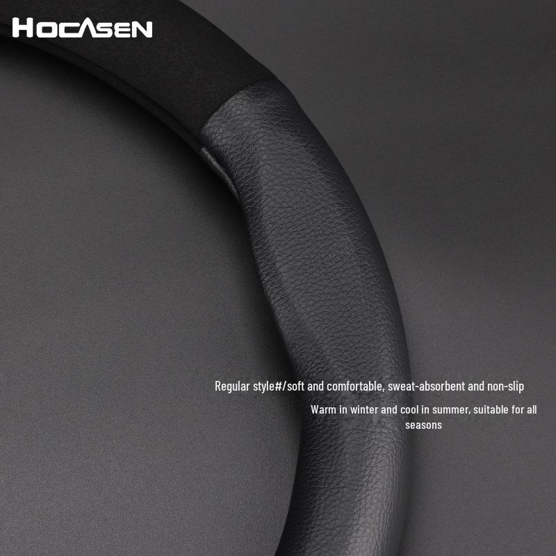 Tesla Model 3/Y/S/X Steering Wheel Cover - Genuine Leather, All-Season Fit