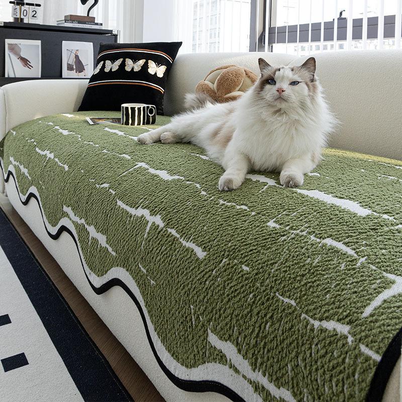 Light Luxury High-Grade Leather Sofa Cushion New Autumn And Winter Plush Special-Shaped Irregular Sofa Seat Cushion Cover Cloth Towel