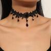 """Шикарное готическое черное кружевное ожерелье с кисточками на ключицы"""