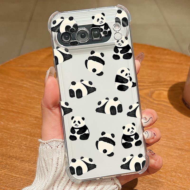 Cute Panda Pattern TPU Phone Case For Google Pixel 9 Pro Pixel 9 Pro XL Soft Silicone Transparent Back Cover For Google Pixel 9A