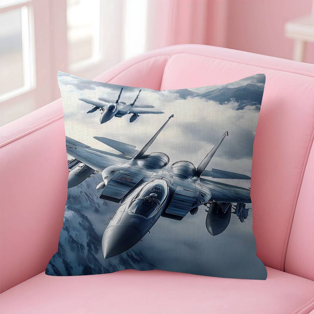 MMilitary Aircraft Fighter Enthusiasts Stitch Lucky Dragon Pillow Cover Sofa Cushion Cover Home Room Decoration Children Gift