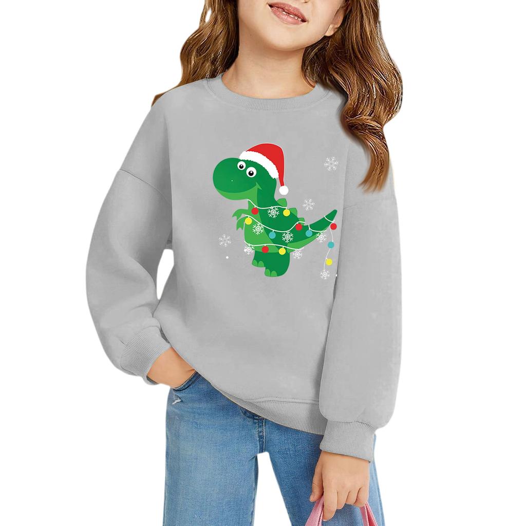 Рождественские пуловеры с круглым вырезом для девочек, детские топы с принтом