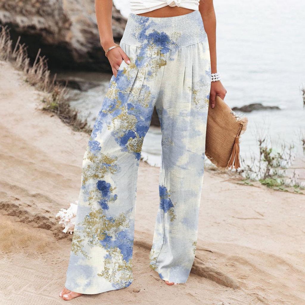 Women's Casual Pants Loose Soft Solid Color  Wide Leg Long Pants High Waist Straight Leg Pants