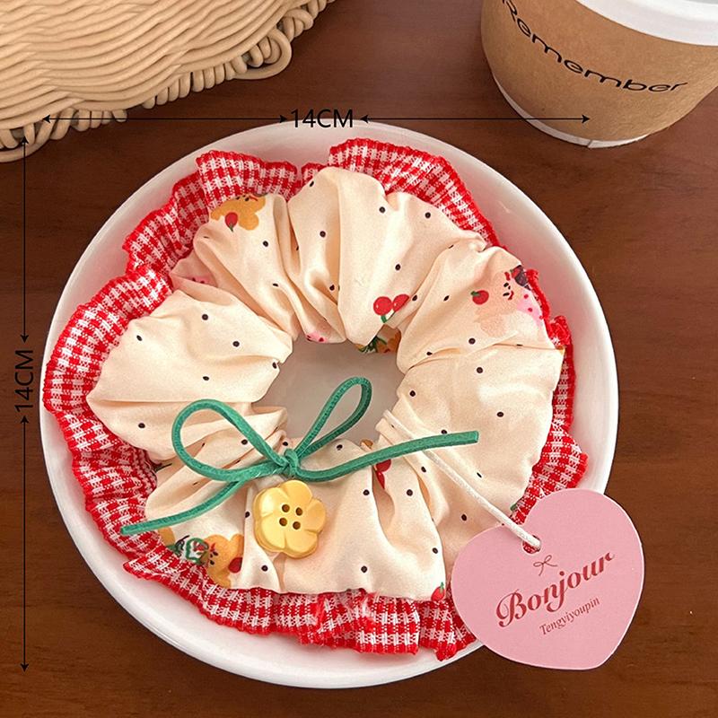 1Pc Girl Head Rope Bow Lace Hair Tie Large Intestine Hair Ring Women Scrunchies Korean Style Headwear Hair Rope