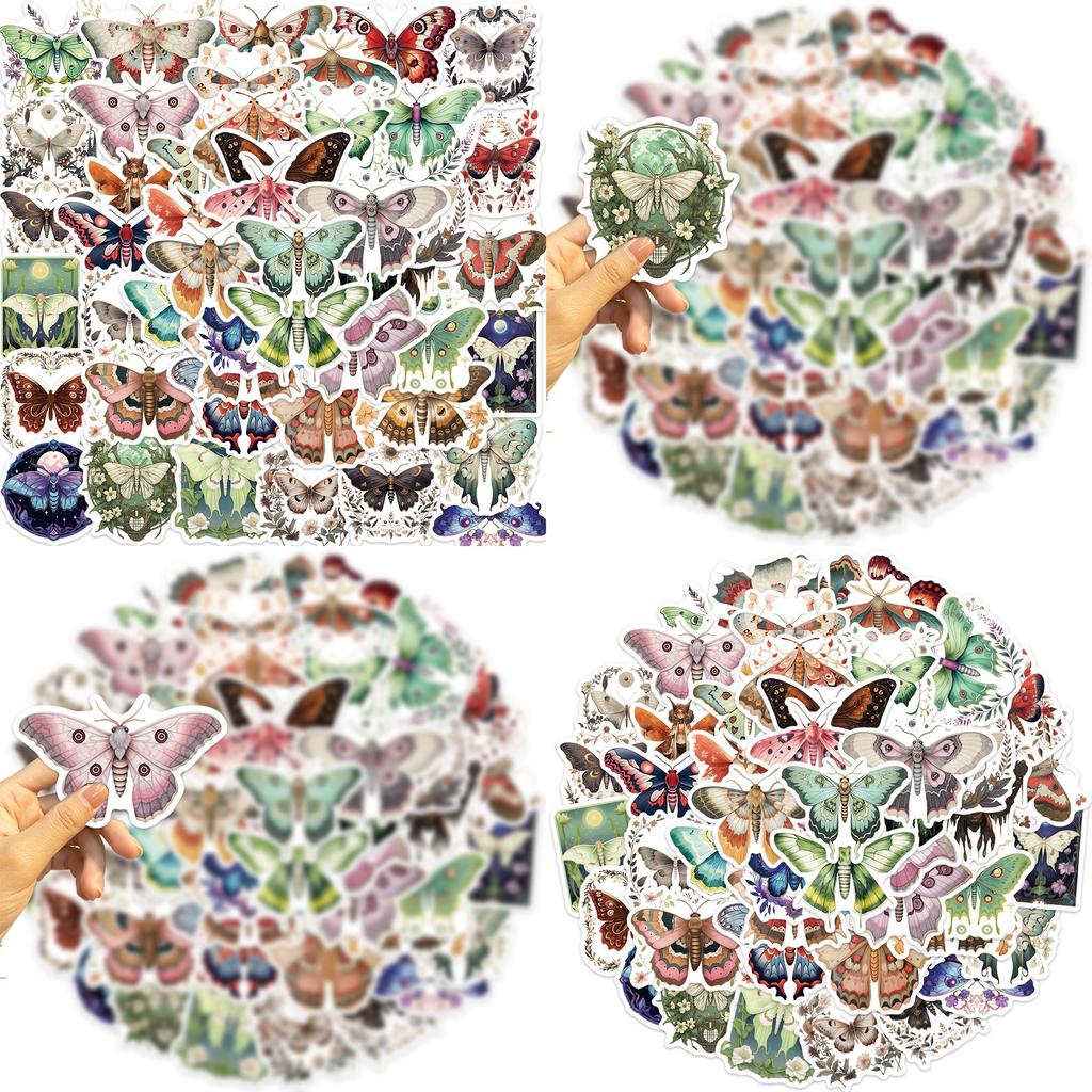 50 Разноцветных наклеек с бабочками для персонализированного украшения гитар, блокнотов и багажа. Оптовые водонепроницаемые наклейки.