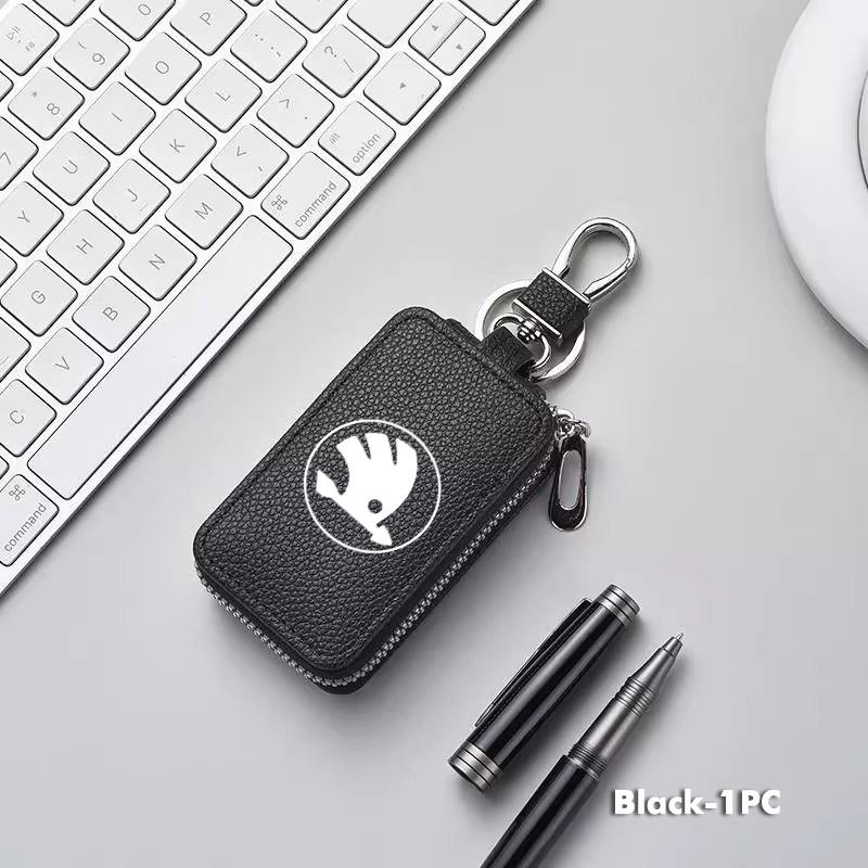 ADZ1 For Skoda Key Case Multifunctional Key Case Leather Keybag Zipper Keychain Wallet Rapid Octavia Derivative Enyaq-iV VisionS Yeti