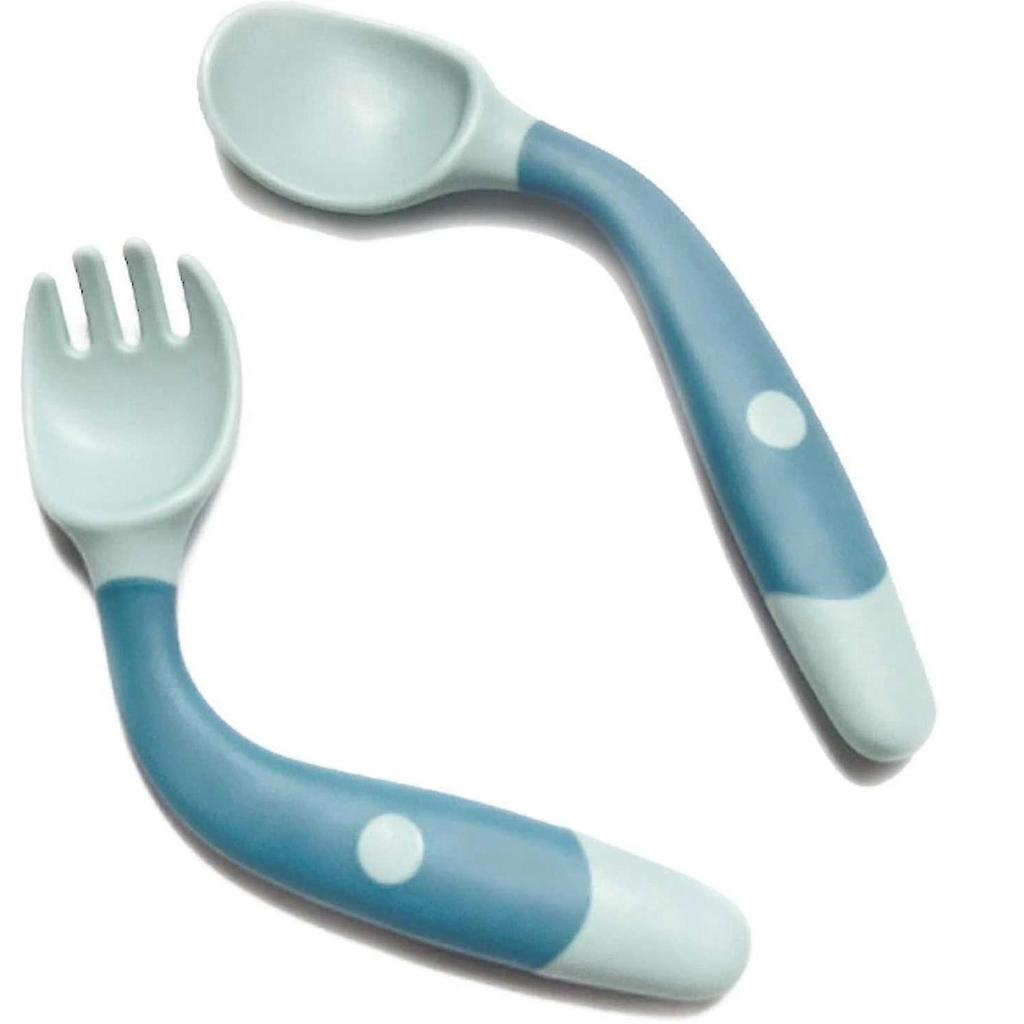 Factory Direct Selling Children's Learning To Eat Training Tableware Twisting Fork Spoon Silicone Soft Spoon Baby Can Bend Spoon