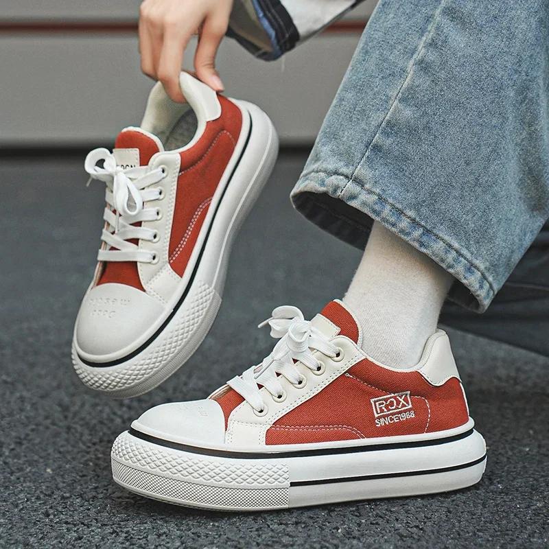 Men's Canvas Sneakers Brand Low Top Black Harajuku Big Head Platform Men Canvas Shoes Men Breathable Sport Casual Board Shoes
