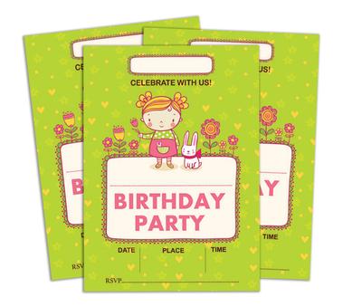 Darling Souvenir Green Birthday Invitation Card 28 шт. Заполните или напишите пустые приглашения для печати Принадлежности для вечеринок 5x7