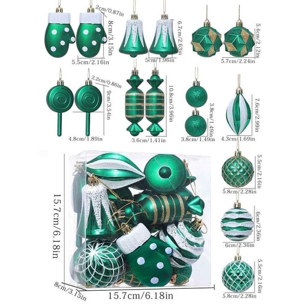 16Pcs Plastic Christmas Tree Decorations Cartoon Christmas Tree Pendant NEW Xmas Hanging Ball Set