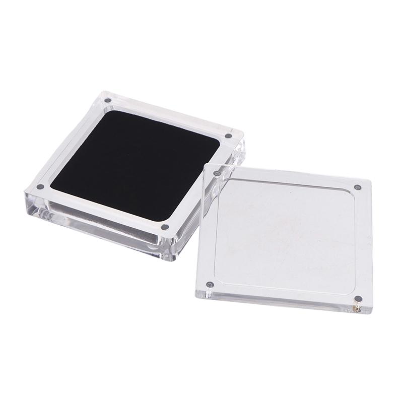 Acrylic Glass Top Gem Box Gemstone Diamond Display Stand Holder Storage Organizer Case