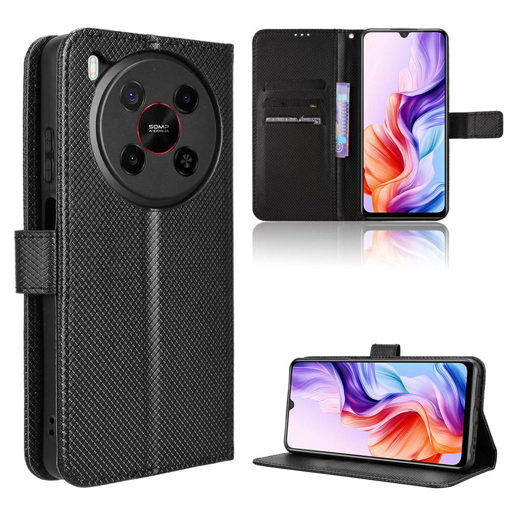 For ZTE Blade V70 Max Leather Wallet Case with Strap Diamond Texture Phone Cover