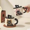 Смешная кружка Керамические чашки для кофе Милая кружка с кошкой с крышкой Оригинальные чашки для завтрака Пивные кружки Чашка для воды Посуда Персонализированный подарок