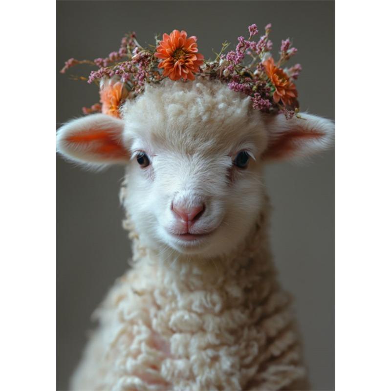 Детские животные кролик коза свинья собака лошадь овца цветок корона холст постеры и принты настенные художественные картины для дома декор детской комнаты