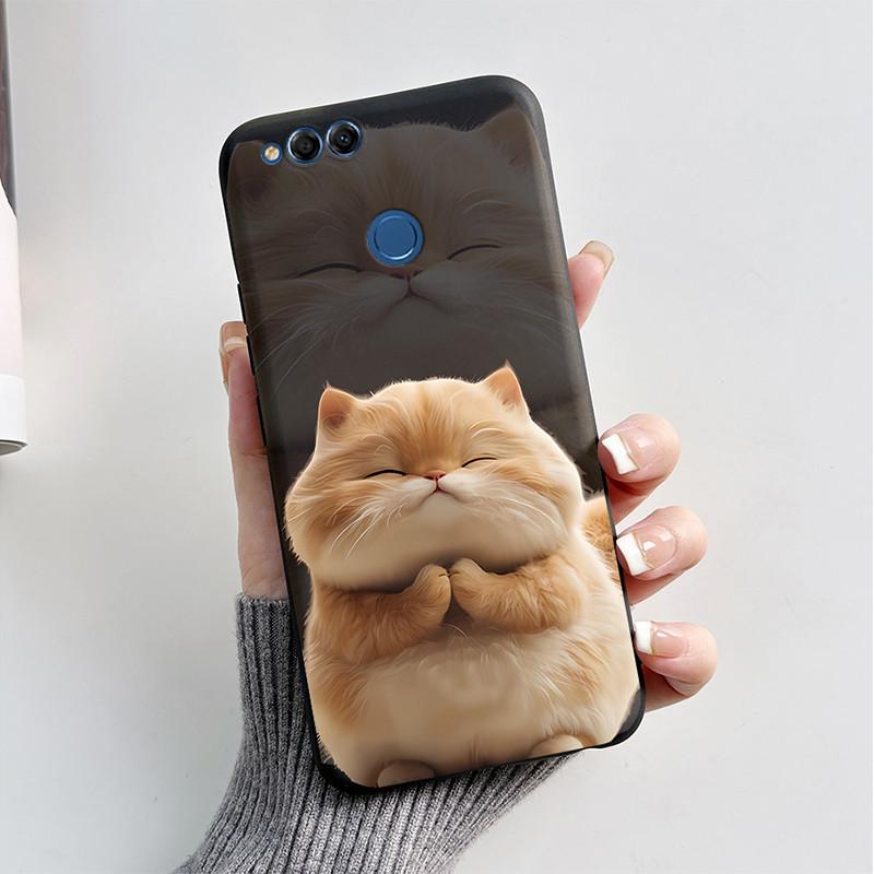 Чехол для Honor 7X Матовый чехол Honor7X 7 X Мягкий силикон Милый мультяшный чехол с кошкой Для Huawei Honor 7X BND-L21 BND-L22 BND-L24 Coque