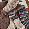 Женские осенние носки в рубчик с ретро полосками
