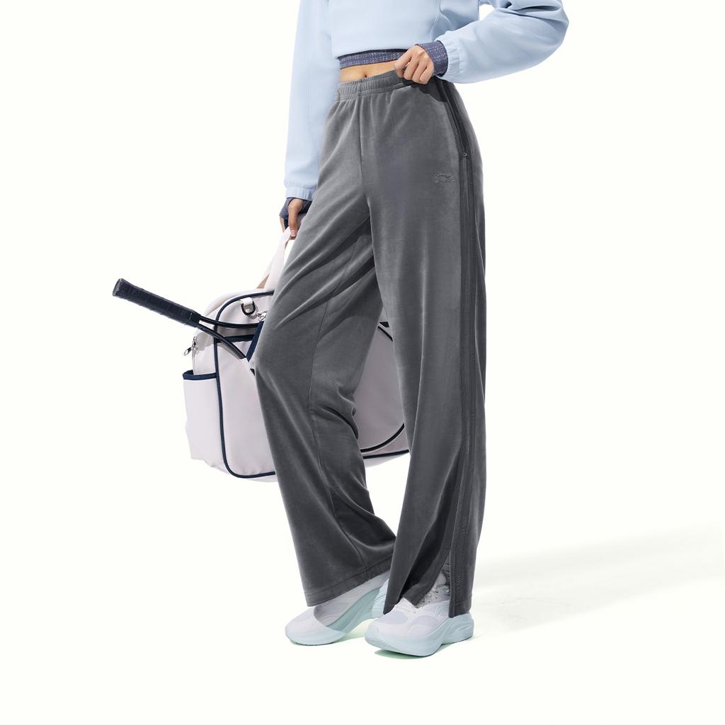 Li Ning Sports Fashion Series Brand Logo Embroidered Casual Knitted Sports Pants Women Pants AKLV954-5