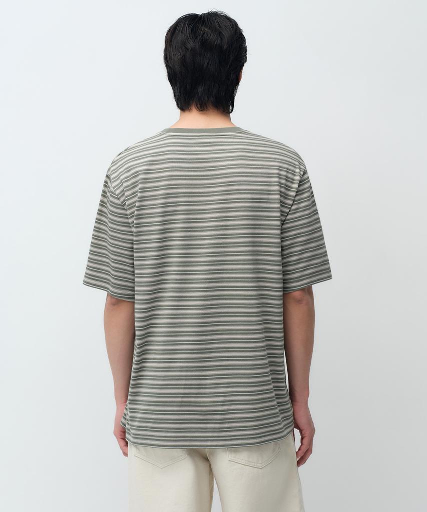 MUSINSA STANDARD Multi-Stripe Relaxed T-Shirt 5 [Olive]