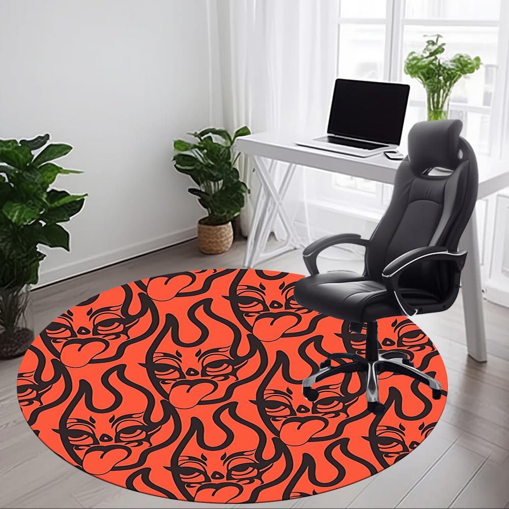 1pc Devil Faces Office Round Area Rug, Mat Suitable For Office, Under Office Chairs Bedroom Living Room Home Decor, Room Deco