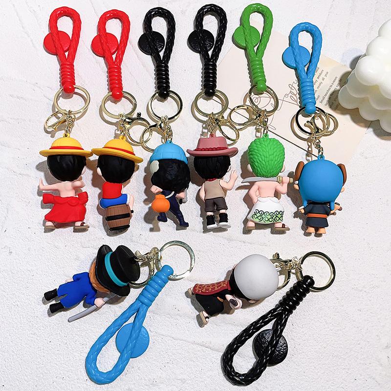 One Piece Keychains Anime Monkey D. Luffy Tony Chopper Roronoa Zoro Cartoon Character Key Chains Keyring Doll Bag Pendent
