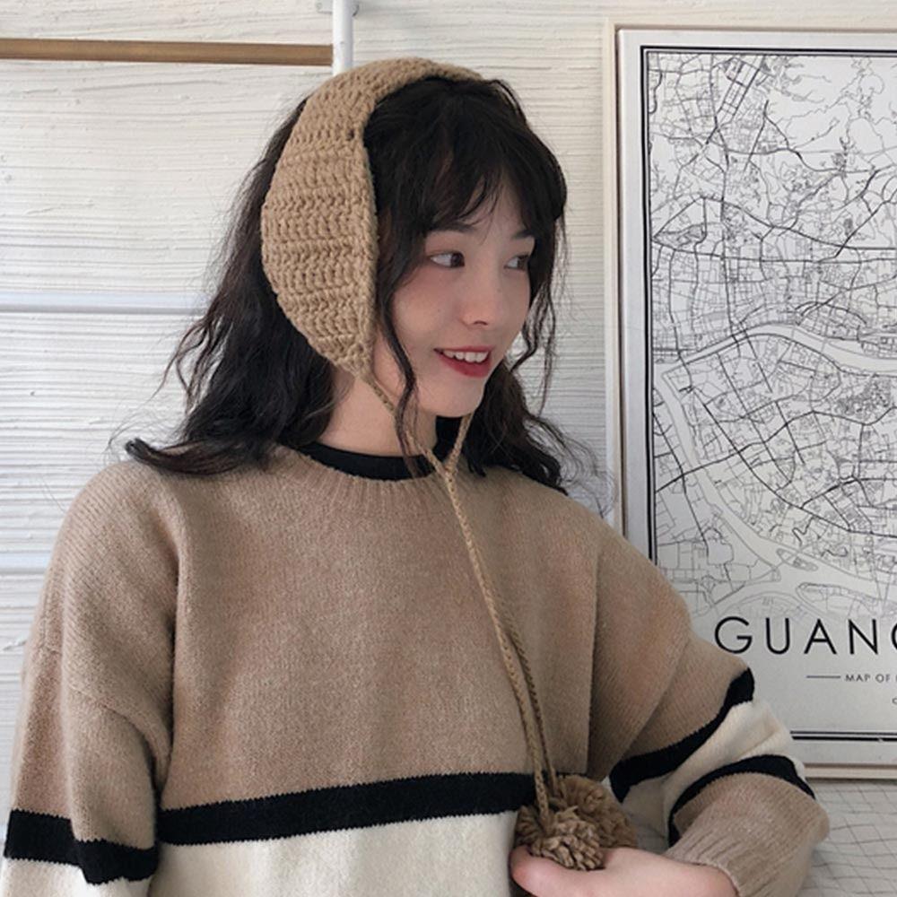 Thicken Knitted Earmuffs Plush Winter Ear Cover Retro Warm Earmuffs Girl
