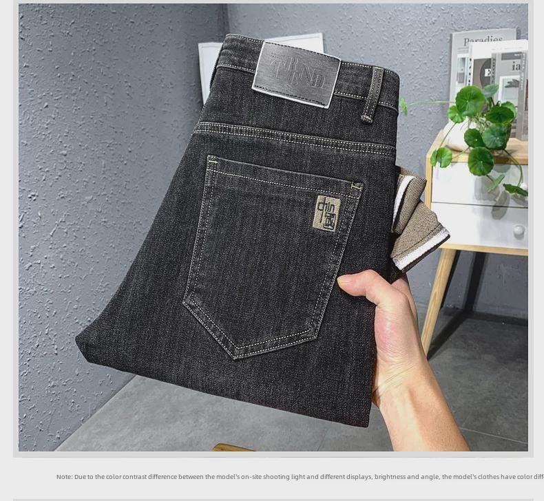 Korean Trend Embroidered Men's Slim Straight Jeans - Comfortable and Versatile for Spring and Autumn