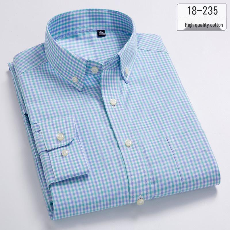 Мужская приталенная рубашка в полоску из чистого хлопка в клетку