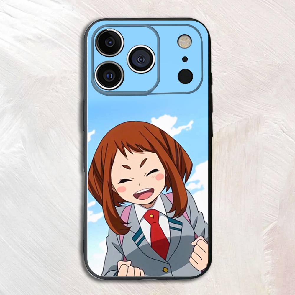 Аниме Фигурка O-Очако U-Урарака Черный Чехол для Телефона Для iPhone 17,16,15,14,13,12,13,11 Pro Max Plus mini Силиконовый Мягкий Задний Чехол