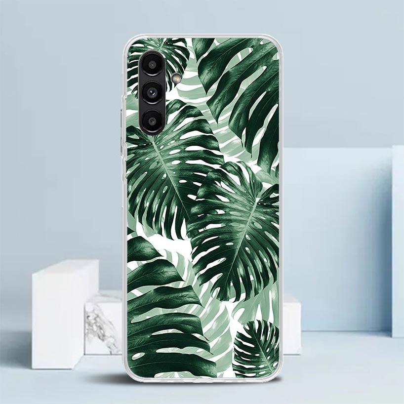 Летние Тропические Растения Зеленый Лист Чехол для Телефона Для Samsung Galaxy A17 A37 A57 A16 A15 A14 A13 A56 A55 A54 A53 A36 A35 A34 A33 A26