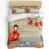 Japanese Geisha Carp Maple Leaf 3pcs Bedding Set For Bedroom Double Bed Home Textile Duvet Cover Quilt Cover Pillowcase